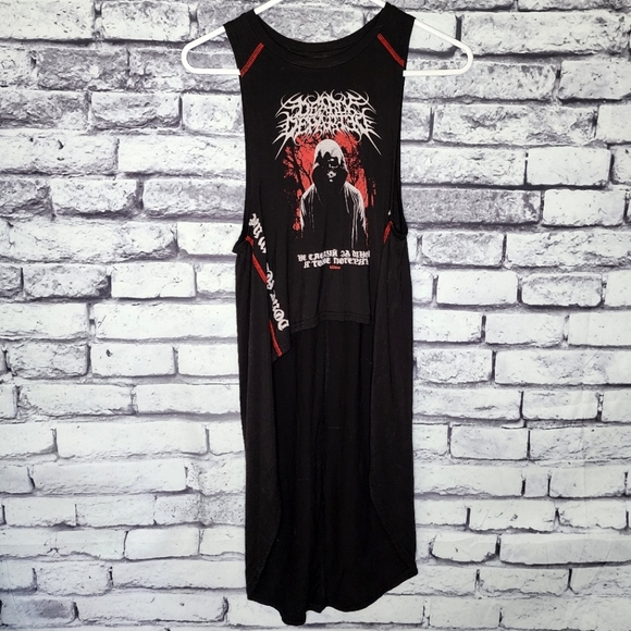Killstar Tops - Killstar 'Departed' Sleeveless Asymmetrical Tunic - XS